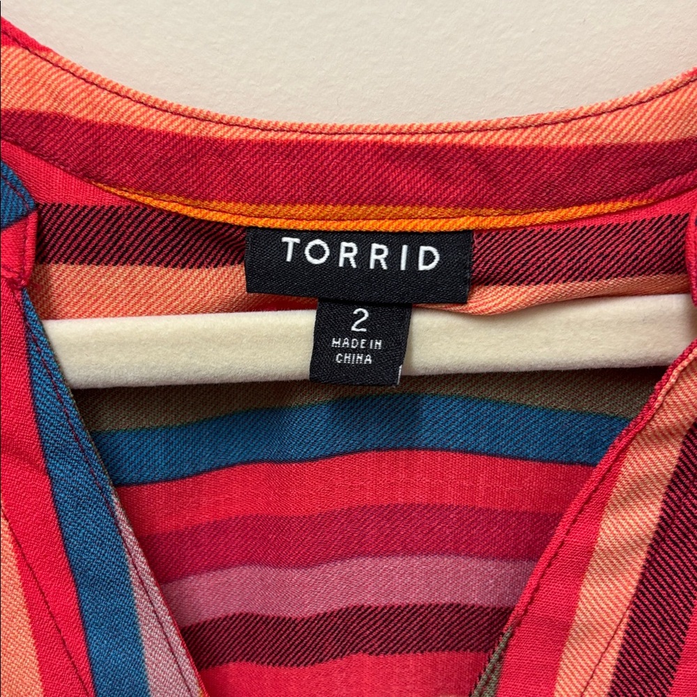 Torrid Colorful Striped Button-Front Top - Picture 3 of 3